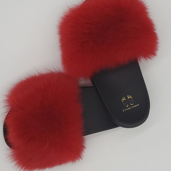 100% Real Red Fox Fur Slides In-stock Fast Shipping - Picture 2 of 4